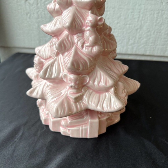 Vintage Christmas Tree Mouse Pink Ceramic Mold 1987 Two Piece Presents - Picture 14 of 16